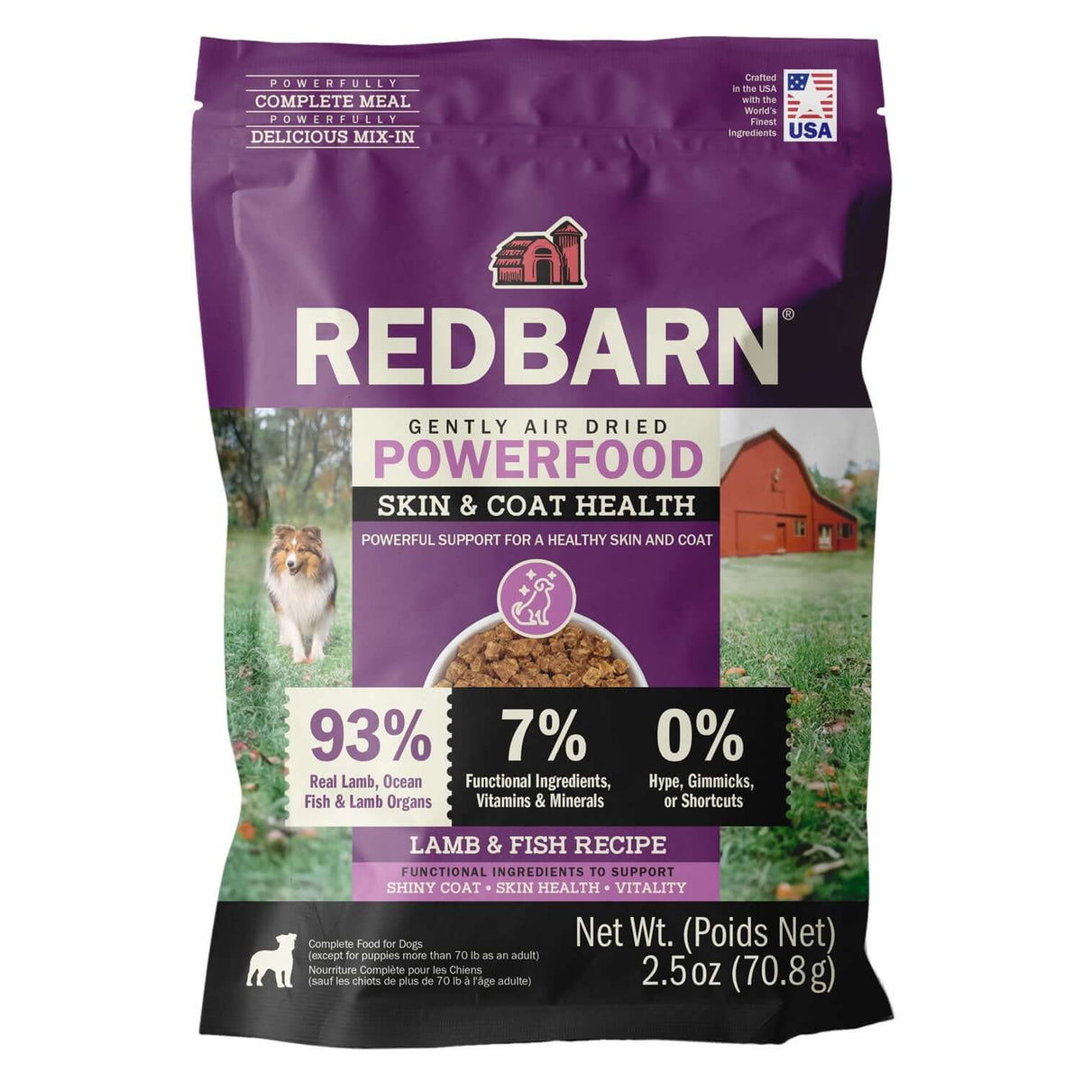 2.5oz Pack of Redbarn Air Dried Powerfood Skin & Coat Health Lamb & Fish Recipe