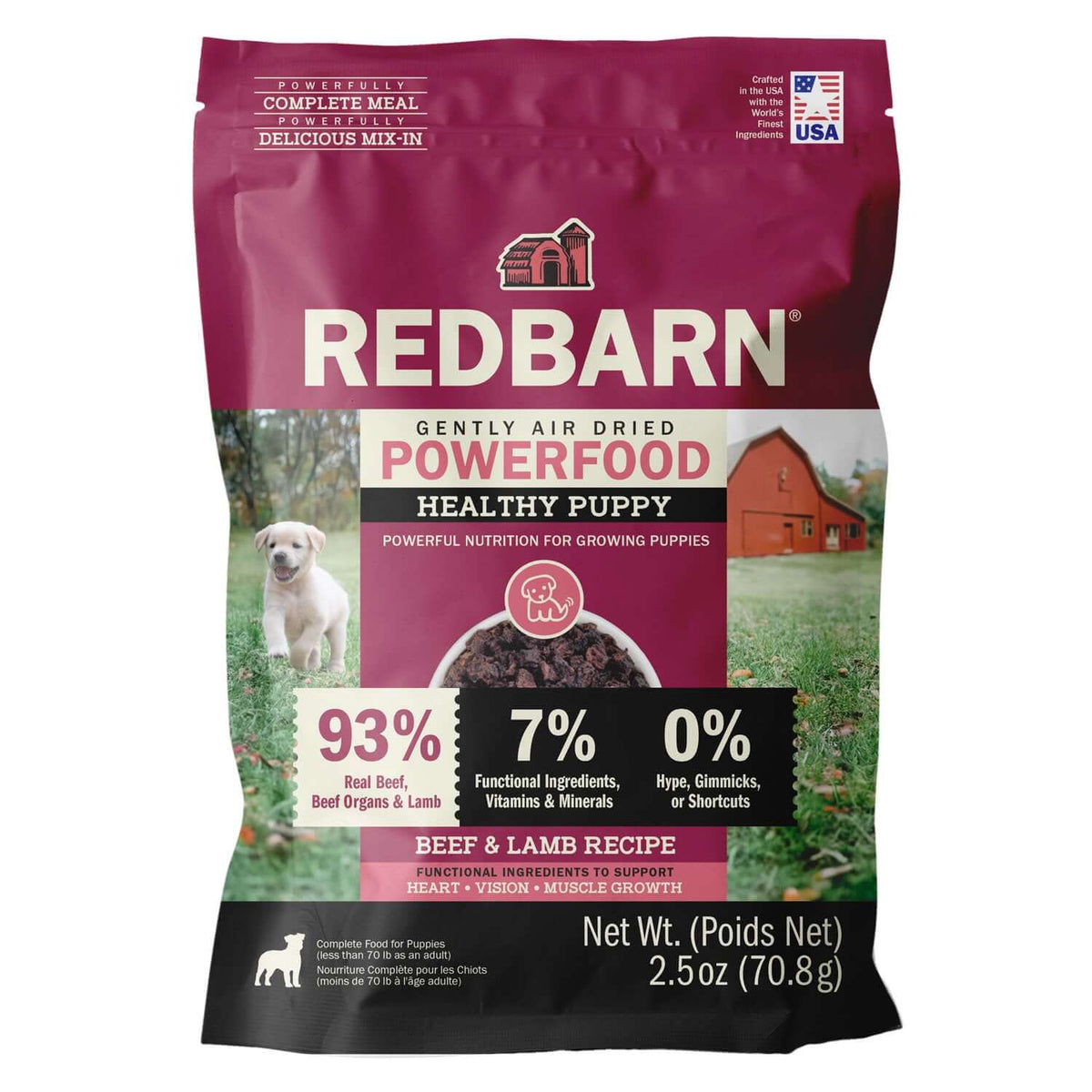 2.5oz Pack of Redbarn Air Dried Powerfood Healthy Puppy Beef & Lamb Recipe