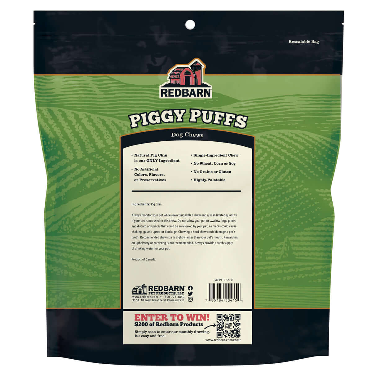 back of the package of piggy puffs