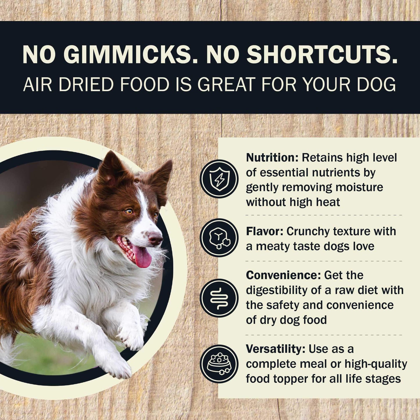 NO GIMMICKS. NO SHORTCUTS. Why Air Dried Powerfood High Protein Beef Recipe is best for your dogs