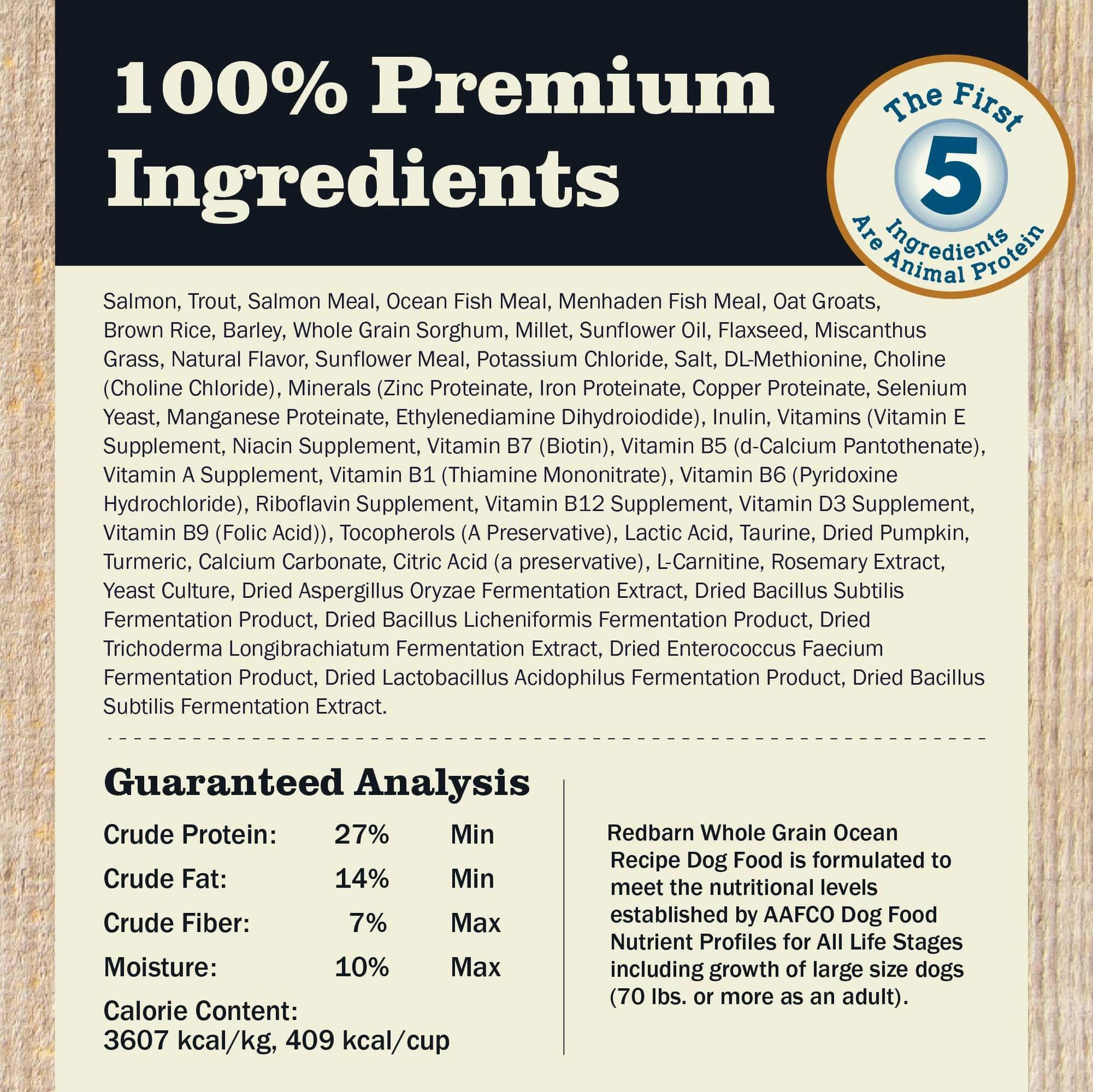 Redbarn Whole Grain Ocean Recipe Dog Food - Feeding Guide