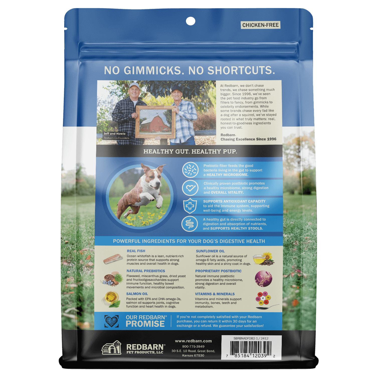 Back cover of the Redbarn Air Dried Powerfood Digestive Health Fish Recipe