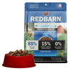 Best Fish Air Dried Dog Food. Redbarn Powerfood High Protein Fish Recipe dog food package with a bowl full of food in the background.