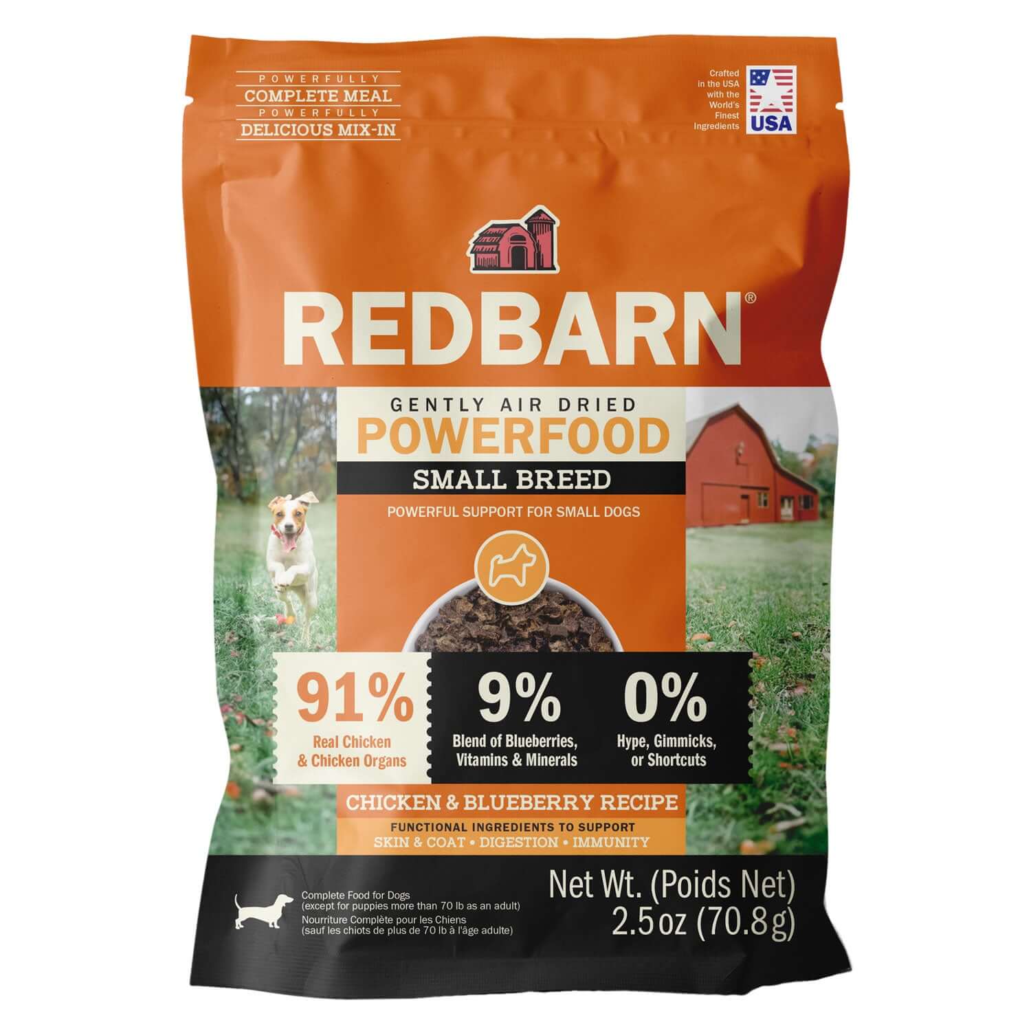 2.5oz Pack of Redbarn Air Dried Powerfood Small Breed Chicken & Blueberry Recipe