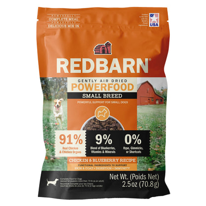 2.5oz Pack of Redbarn Air Dried Powerfood Small Breed Chicken & Blueberry Recipe