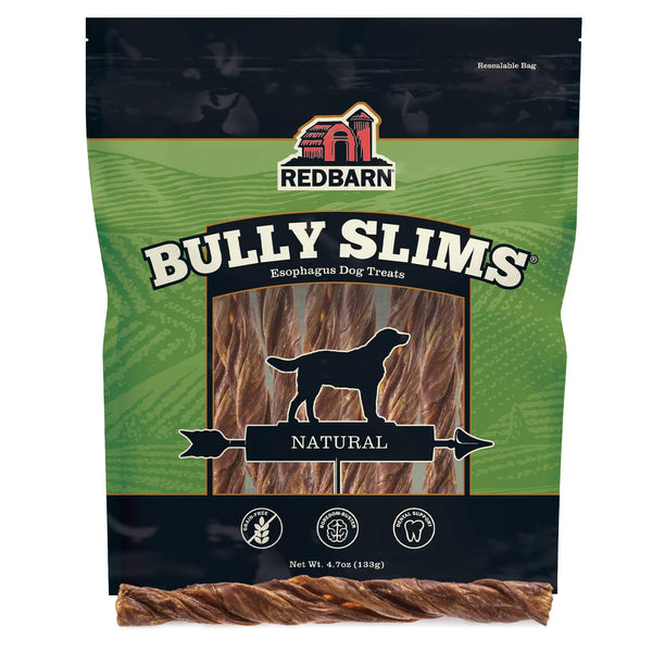Redbarn Bully Slims dog treat package on a white background