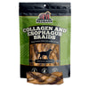 Product image of the Redbarn Collagen Wrapped Esophagus Medium Braids in a Green and black product bag.