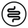 A minimalist black line icon depicting a stylized coiled intestine or digestive tract, enclosed within a thin black circle on a solid white background.