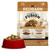 Redbarn Powerfood Fusion grain-free Sky dog food package with a bowl of kibble on a white background