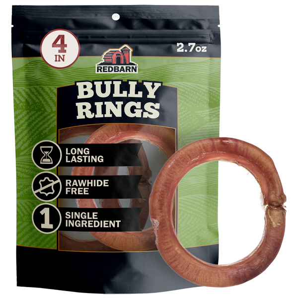 Best Long Lasting Treats. Rawhide Free Chews. Single Ingredient. Redbarn 4 inch Bully Rings Pack.