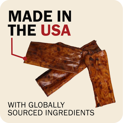 Redbarn Collagen Slices, arranged on a light beige background with promotional text reading 'MADE IN THE USA' and 'WITH GLOBALLY SOURCED INGREDIENTS'.