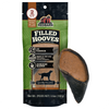 Redbarn Filled Hooves dog treats packaging shown next to a single hoof on a plain white background.