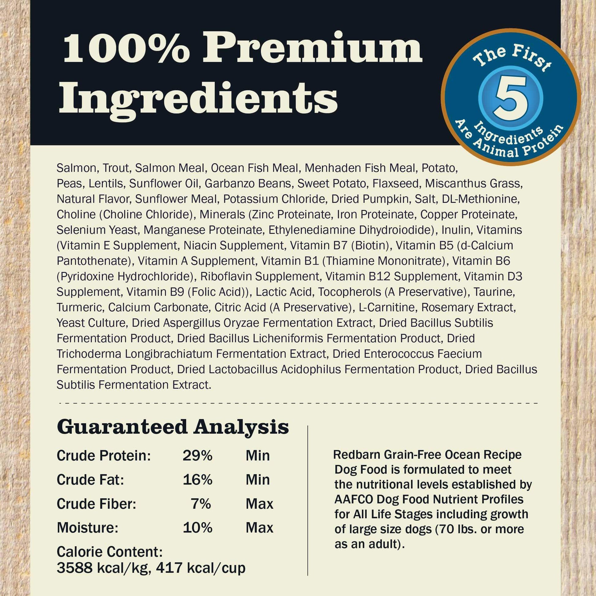 Redbarn Grain-Free Ocean Recipe Dog Food - Feeding Guide