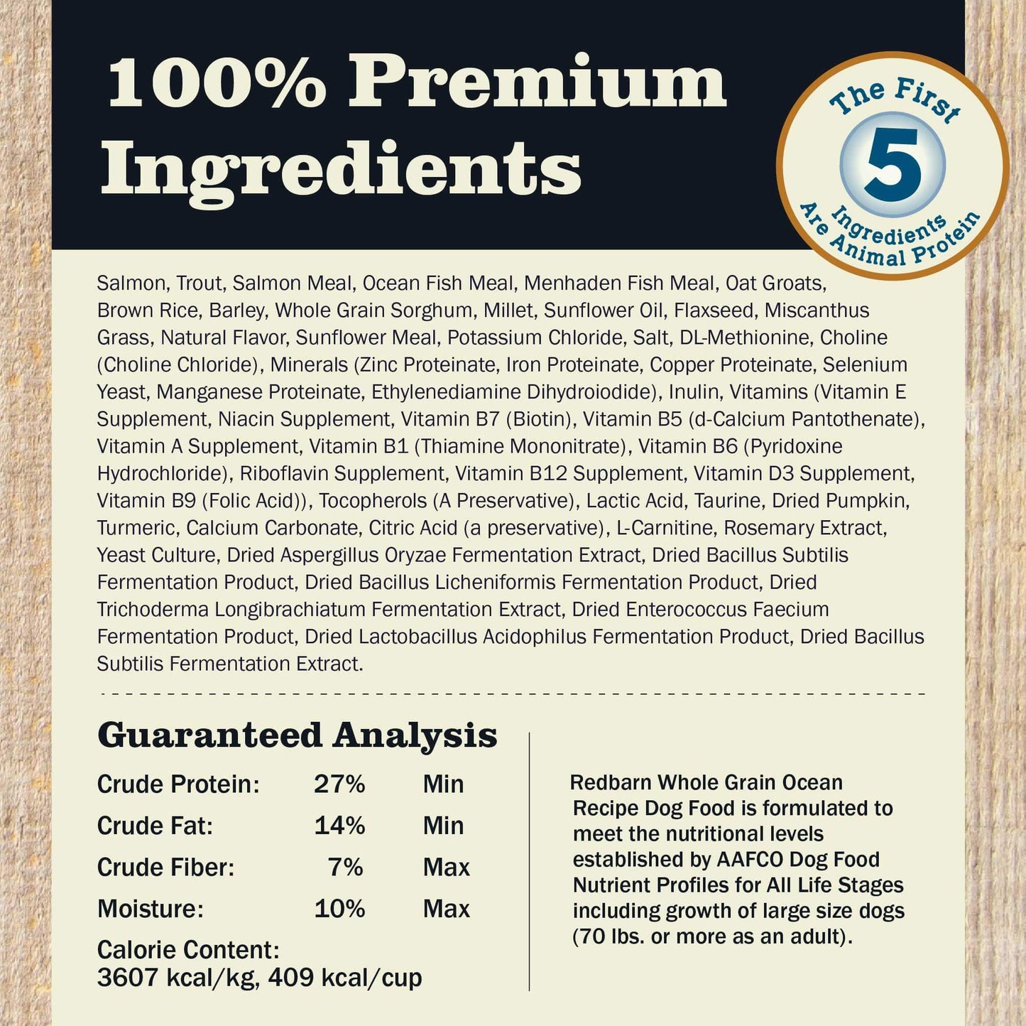 Redbarn Whole Grain Ocean Recipe Dog Food - Feeding Guide