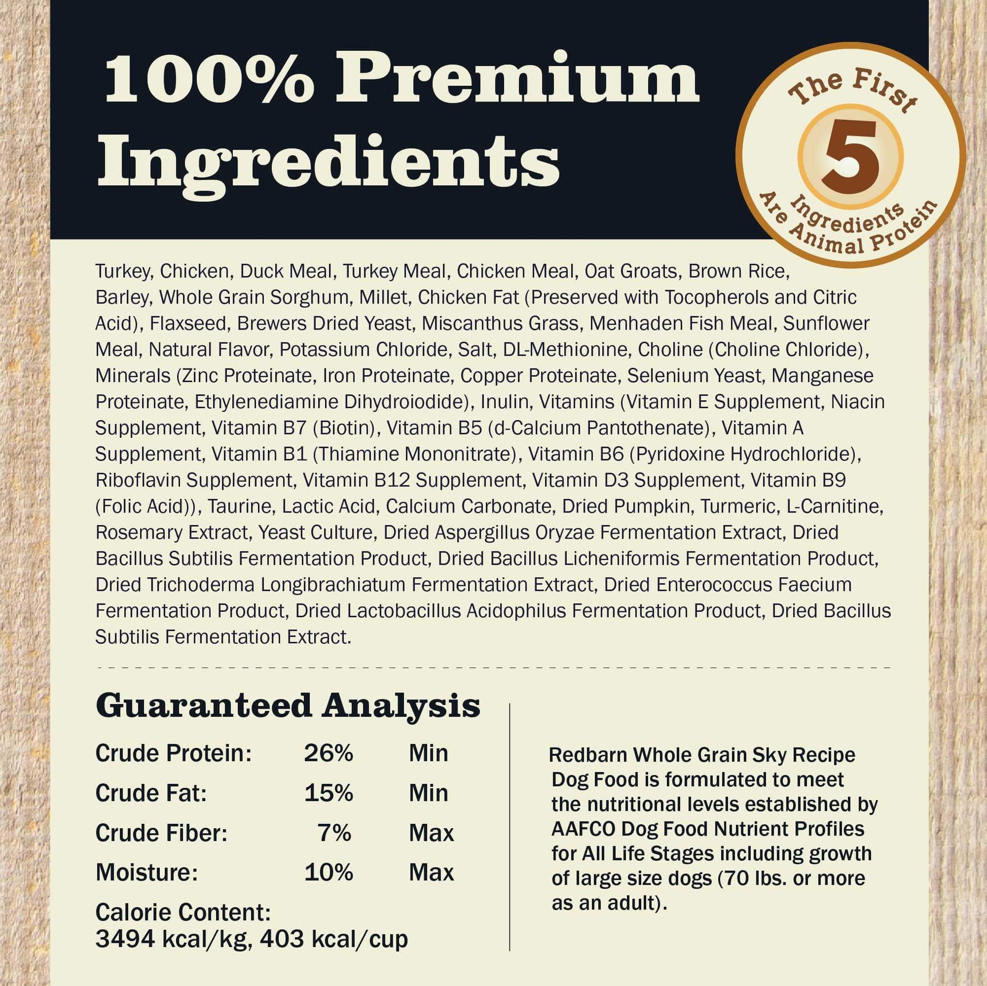 Redbarn Whole Grain Sky Recipe Dog Food - Feeding Guide