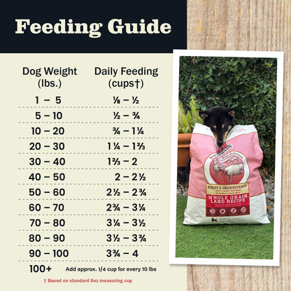 Redbarn Whole Grain Land Recipe Dog Food - Feeding Guide