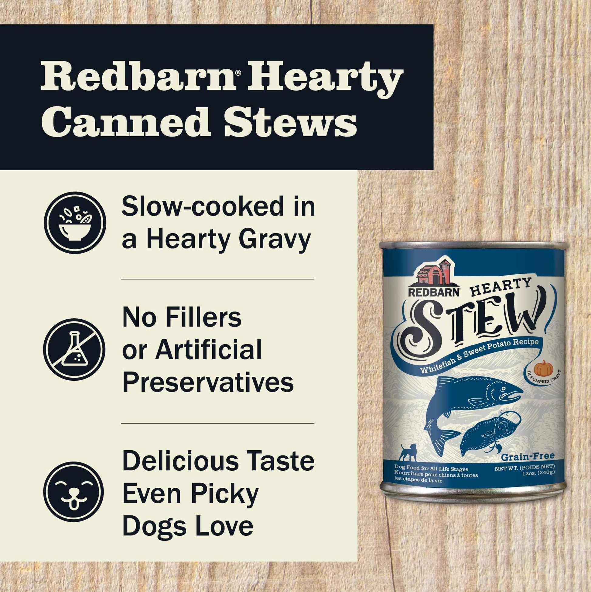 Redbarn Hearty Canned Stews - Slow cooked in a hearty gravy, no fillers or artificial flavors and delicious taste even picky dogs love