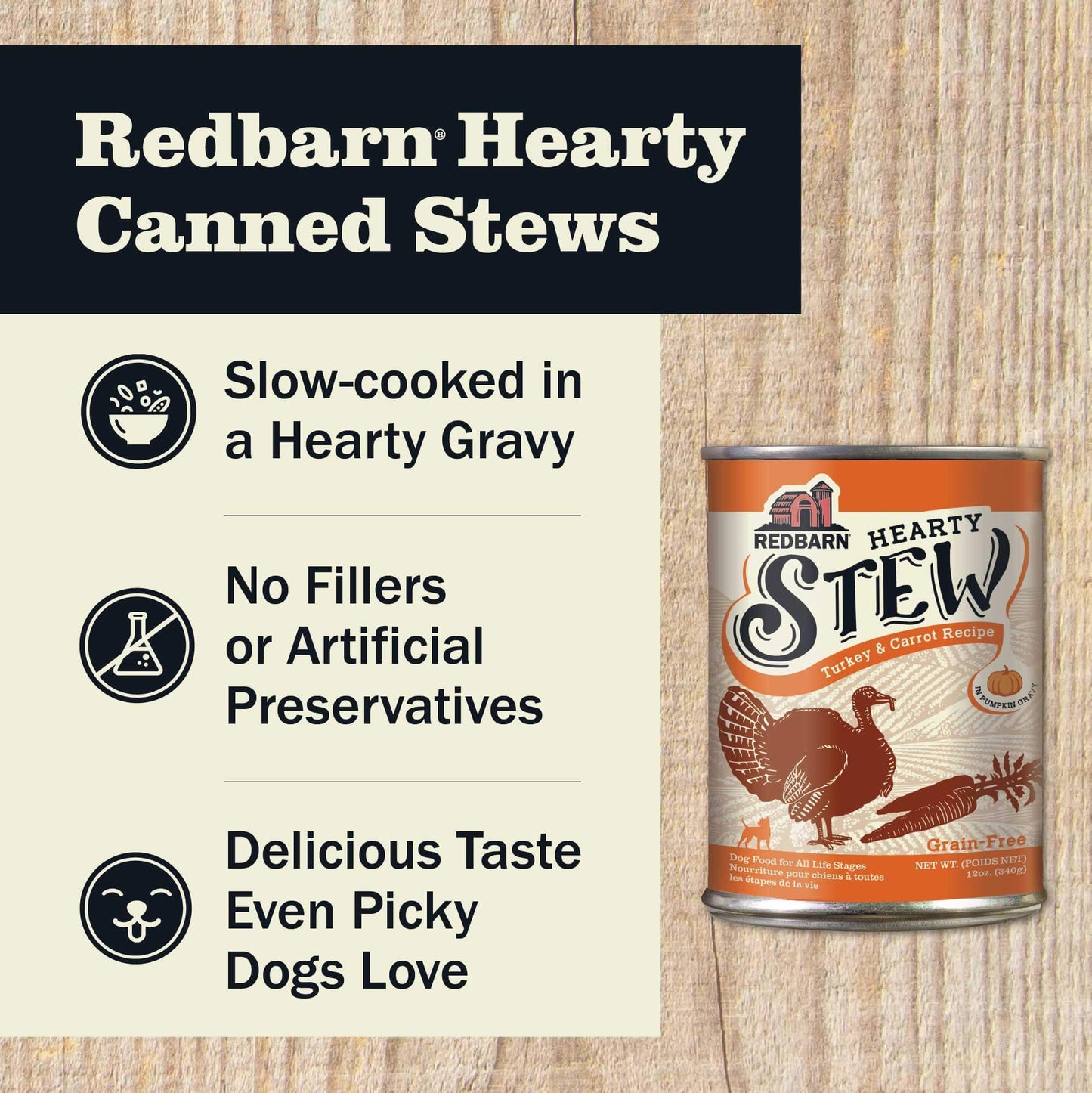 Redbarn Hearty Canned Stews - Slow cooked in a hearty gravy, no fillers or artificial flavors and delicious taste even picky dogs love