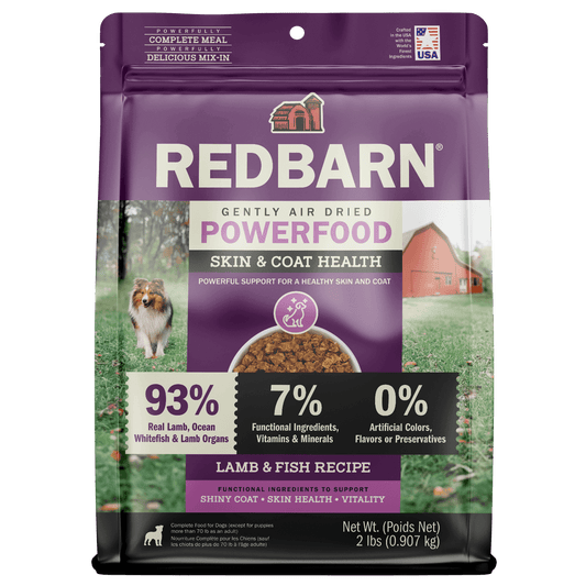 Cover image for Redbarn Air Dried Powerfood Skin & Coat Lamb & Fish Recipe